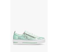 MODA IN PELLE Filician Mint Metallic Leather Side Zip Trainers Size: 3