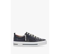MODA IN PELLE Filician Navy Leather Side Zip Trainers Size: 36, Colour