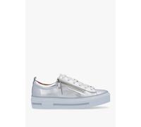 MODA IN PELLE Filician Silver Metallic Leather Side Zip Trainers Size: