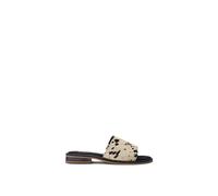 Moda in Pelle Women's Jarro Black-Leopard 'Pony Hair' Flat Slider Sandals 6
