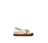 Moda in Pelle Women's Kalmia Off White Leather Low Wedge Heeled Sandals 3