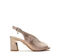 Moda In Pelle 'love' Metallic Heeled Sandals In Taupe Taupe