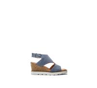 Moda in Pelle Women's Mapel Light Blue Suede Wedge Heeled Sandals 4