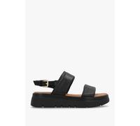 Moda in Pelle Women's Netty Black Leather Flatform Sandals 5