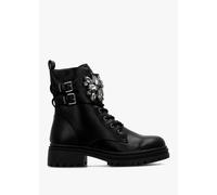 MODA IN PELLE Oxaria Black Leather Embellished Biker Boots Size: 39, C