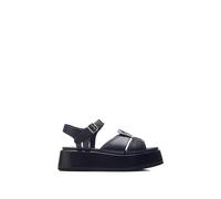 Moda in Pelle Women's Pippaa Black Leather Flatform Sandals 3