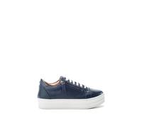 Moda In Pelle Women's 'Abbee' Leather Platform Trainers Flat in Navy | Size: 7