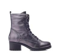 Moda in Pelle Women's Bezzie Grey Metallic Leather Block Heeled Ankle Boots 6