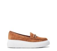 Moda in Pelle Women's Chamomile Tan Suede Wedge Heeled Loafers 6