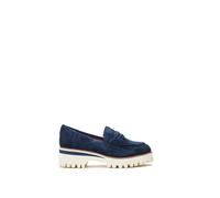MODA IN PELLE Ebonee Off Navy Suede Chunky Loafers Size: 37, Colour: N