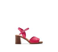 Moda in Pelle Women's Lanie Pink Leather Block Heeled Open Toe Sandals 5