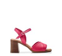 Moda in Pelle Women's Lanie Pink Leather Block Heeled Open Toe Sandals 5