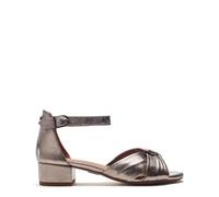 Moda in Pelle Women's Macadamia Pewter Leather Low Block Heeled Sandals 5