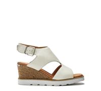 Moda in Pelle Women's Mapel White Leather Wedge Heeled Sandals 5