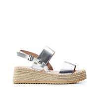 Moda in Pelle Women's Nashay Silver Faux Leather Flatform Wedge Heeled Sandals 5