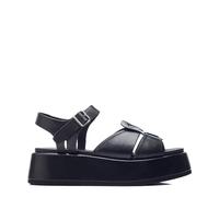 Moda in Pelle Women's Pippaa Black Leather Flatform Sandals 3