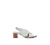 Moda in Pelle Women's Prinia Off White Leather Block Heeled Sandals 8