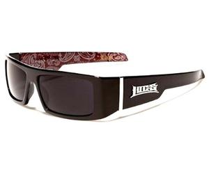 moda Locs Mens Hardcore Gafas De Sol Fashion Wrap Around Sunglasses with Bandana Print Inside - Free Microfiber Bag - Several Colors Available! (Black - Red Inside), Medium, Black - Red Inside