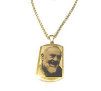 MODA MavillA Padre Pio Men's and Women's Steel Necklace with Laser Engraving Handmade