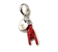 MODA MavillA Red Horns and Lucky Heart Charm, Medio, Stainless Steel, Steel