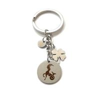 MODA MavillA Zodiac Signs Stainless Steel Lucky Four Leaf Clover Keyring Laser Engraved Gift Box Included, silver, M