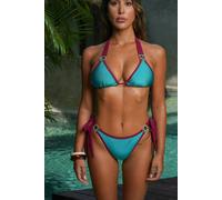 Moda Minx Women's Contrast Cove Amour Tie Side Brazilian Bikini Bottom in Teal | Size: Small Moda Minx Teal S