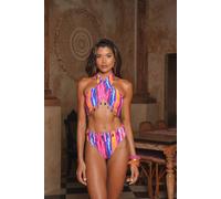 Moda Minx Women's Hot Pink Tie-Dye Kalahari Crossover Bikini Top | Size: Medium Moda Minx Multicolor M