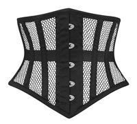 Moda of London Women's Steel Boned Mesh & Cotton Corset Short Torso Heavy Duty Truly Waist Trainer Underbust Corsets (UK, Alpha, 5XL, Plus, Regular, Black Mesh (M05))