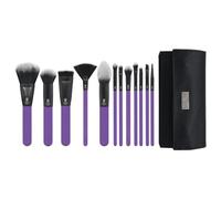 MODA Pro Full Face 13PC Makeup Brush Set with Travel Pouch (Purple)
