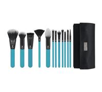 MODA Pro Full Face 13PC Makeup Brush Set with Travel Pouch (Teal)