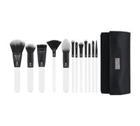 MODA Pro Full Face 13PC Makeup Brush Set with Travel Pouch - White