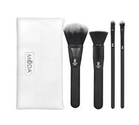 Moda Royal & Langnickel Full Size Pro Complete 5pc Makeup Brush Set with Pouch, Includes, Flat Powder, Blender, Concealer, and Shader, Black