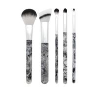 MODA Smoke Show, 5pc Full Face Makeup Brush Set, Includes - Powder, Blender, Shader, Smoky Eye & Lip Brushes, Black