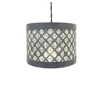 Moda Style Ceiling Light Shade Acrylic Pendant Crystal Bead for Dining Room & Hallway Metal Hanging Light Shade with Geometric Pattern Decorative Ceiling Lamp for Living Room, Bedroom (Moda Grey)