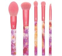 MODA Tie Dye, 5pc Full Face Makeup Brush Set, Includes - Blush, Complexion, Shadow, Crease, & Liner Brushes, Calming Coral