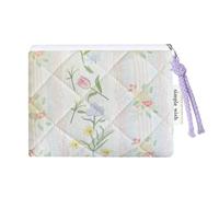Modacarry Cotton Quilted Floral Coin Purse Digital Camera Pouch with Cute Prints Zipper for Women Girls (FLOWERS)