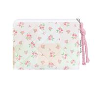 Modacarry Cotton Quilted Floral Coin Purse Digital Camera Pouch with Cute Prints Zipper for Women Girls (GREEN PINK PATCH)