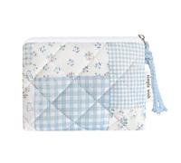 Modacarry Cotton Quilted Floral Coin Purse Digital Camera Pouch with Cute Prints Zipper for Women Girls (BLUE PATCH)
