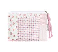 Modacarry Cotton Quilted Floral Coin Purse Digital Camera Pouch with Cute Prints Zipper for Women Girls (PINK PATCH)