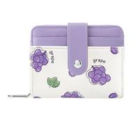 Modacarry Cute Fruit Prints Wallet Blueberry Strawberry Cherry Grape Blackberry Wallet with Credit Card Slot Zipper Coin Pocket for Women Girls, GRAPE, Minimalist
