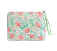 Modacarry Floral Print Cotton Padded Coin Purse, Cute Prints Digital Camera Case with Zipper for Women and Girls (WILD PINK)