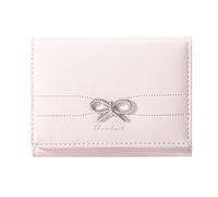 Modacarry Small Wallet Coquette Bow Wallet for Girls Cute Wallet ID Credit Card Holder for Women, Silver Pink