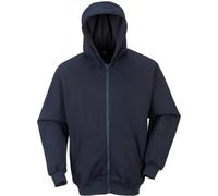 Portwest FR Zip Front Hooded Sweatshirt, Color: Navy, Size: M, FR81NARM
