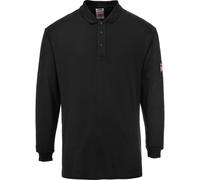 Modaflame Mens Flame Resistant Antistatic Long Sleeve Polo Shirt Black 4XL