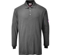 Modaflame Mens Flame Resistant Antistatic Long Sleeve Polo Shirt Grey 2XL