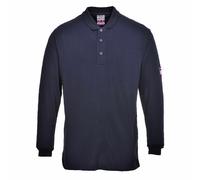 Modaflame Mens Flame Resistant Antistatic Long Sleeve Polo Shirt Navy M