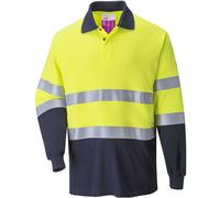 Portwest Flame Resistant Anti-Static Two Tone Polo Shirt, Size: S, Colour: Yellow/Navy, FR74YNRS