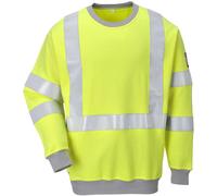 Portwest Flame Resistant Anti-Static Hi-Vis Sweatshirt, Color: Yellow, Size: XXL, FR72YERXXL