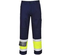 Modaflame Mens Flame Resistant Hi Vis Trousers Yellow / Navy XL 32"