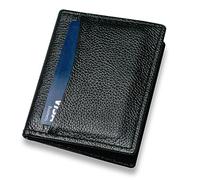 MODAGE Credit Card Holder for Men - Genuine Leather Minimal Black Bifold Card Wallet, Mild Black